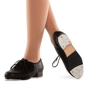 Danshuz Slammer tap shoes black leather 3.5M kids small women's